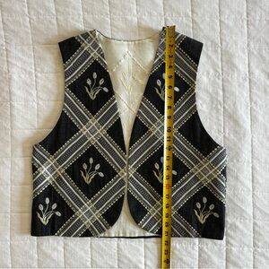 Elegant Grey and White Embroidered Vest